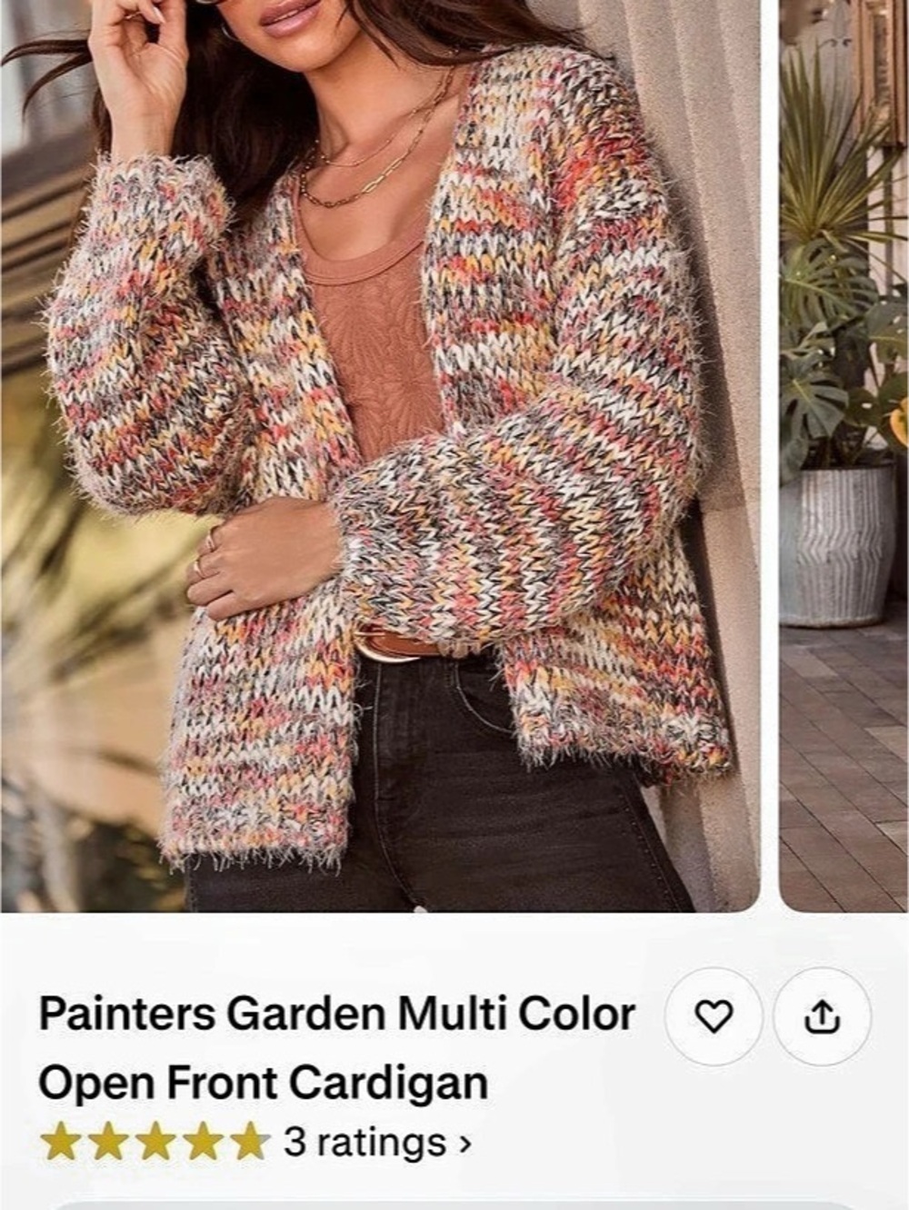 VICI Painters Garden Multi Color Open Front Cardigan Multicolor Open Front